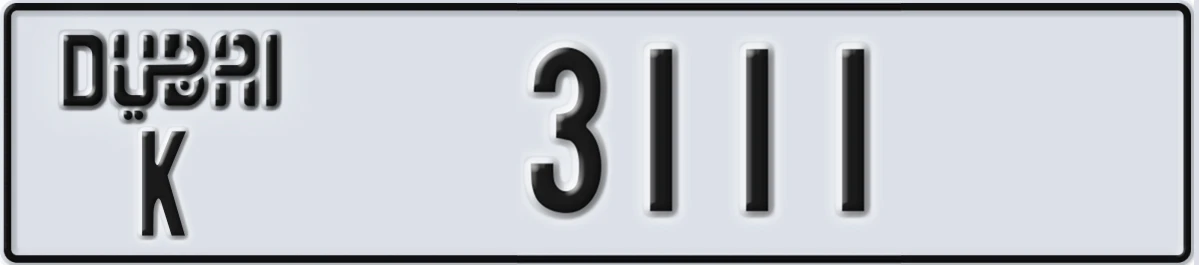 UAE License Plate Dubai K 3111