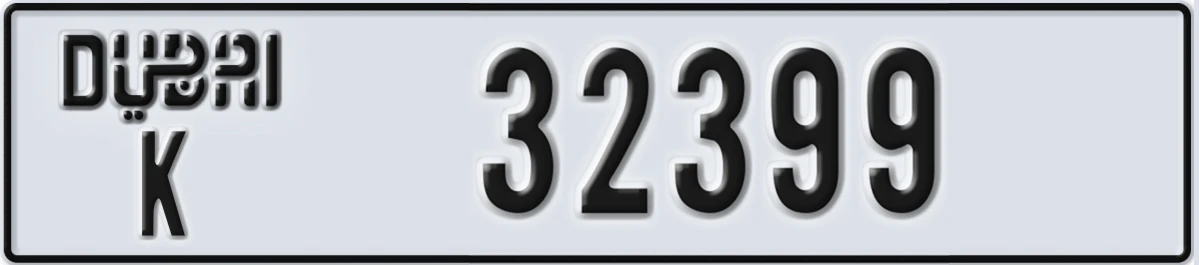 UAE License Plate Dubai K 32399