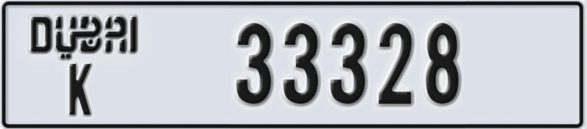 UAE License Plate Dubai K 33328