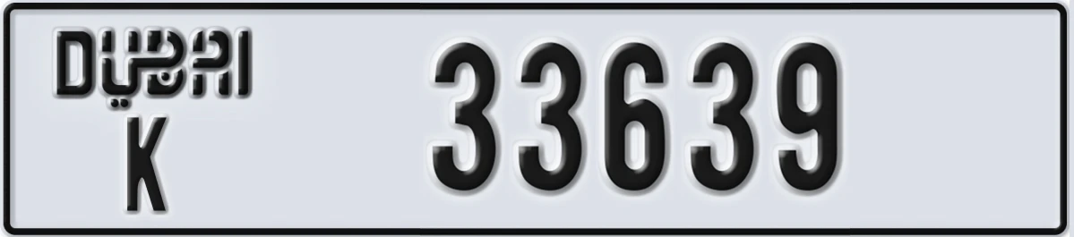 UAE License Plate Dubai K 33639