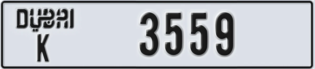 UAE License Plate Dubai K 3559