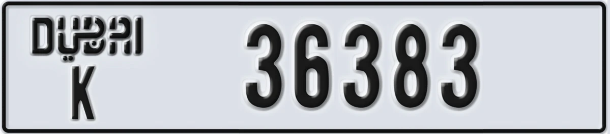 UAE License Plate Dubai K 36383