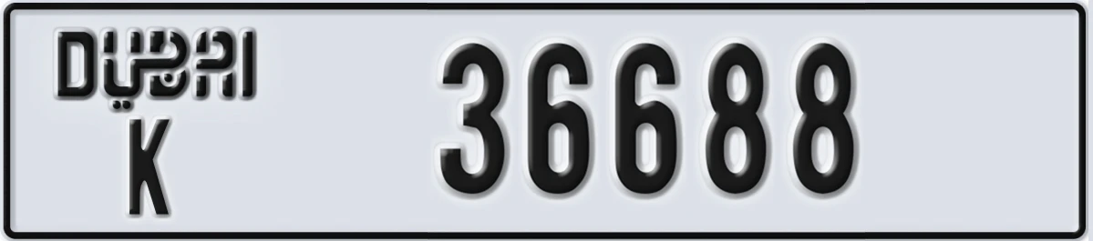 UAE License Plate Dubai K 36688