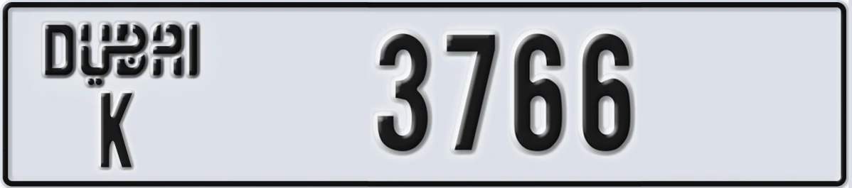 UAE License Plate Dubai K 3766