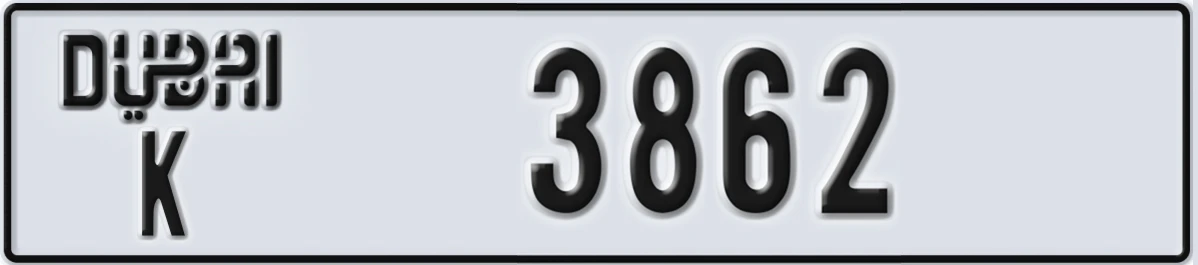 UAE License Plate Dubai K 3862