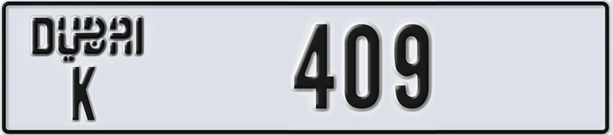 UAE License Plate Dubai K 409