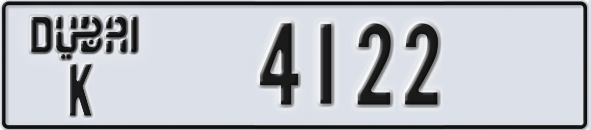 UAE License Plate Dubai K 4122
