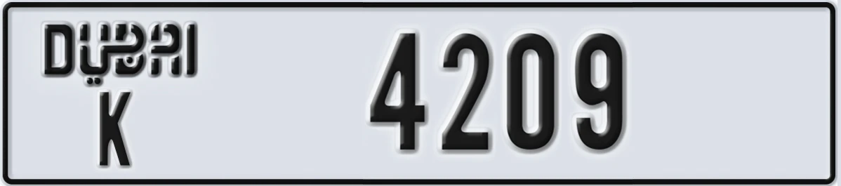 UAE License Plate Dubai K 4209