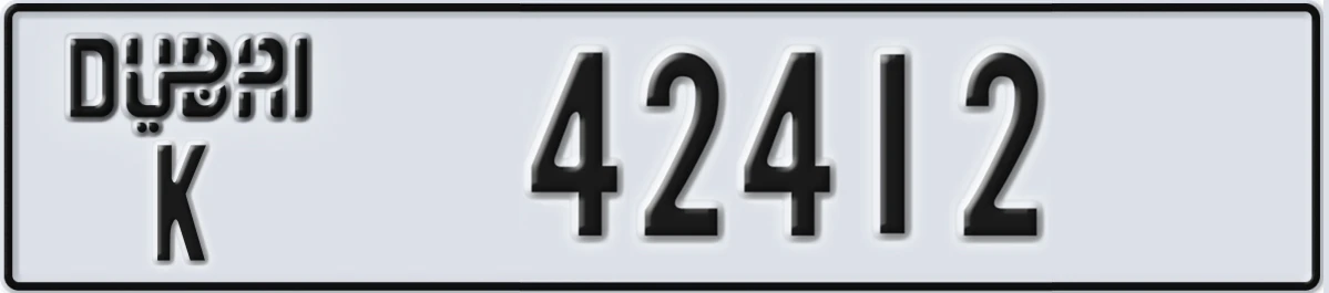 UAE License Plate Dubai K 42412