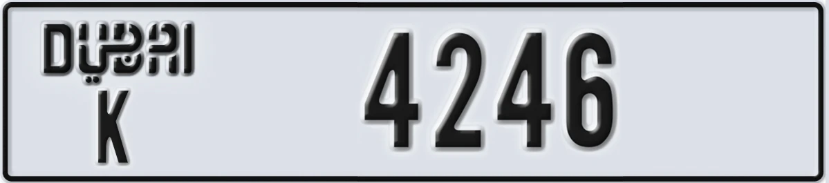 UAE License Plate Dubai K 4246