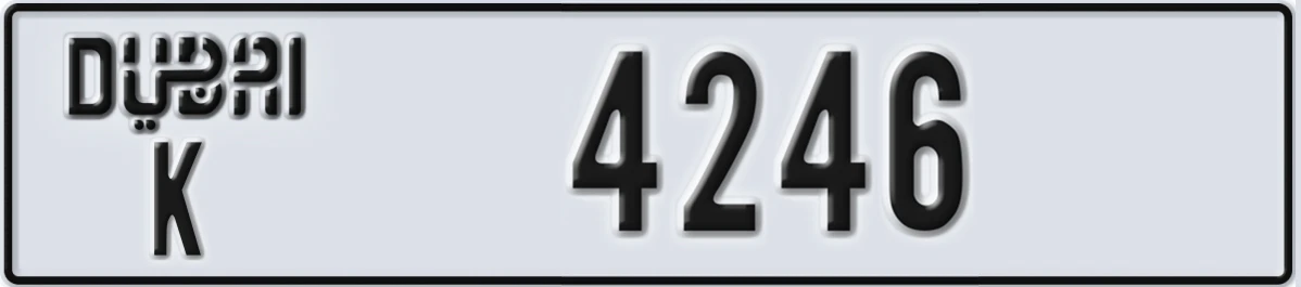 UAE License Plate Dubai K 4246