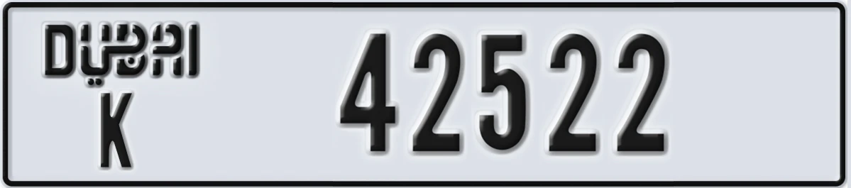 UAE License Plate Dubai K 42522