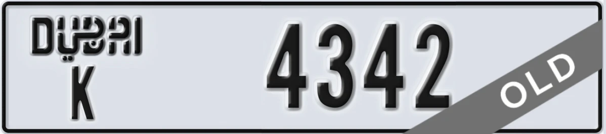 UAE License Plate Dubai K 4342