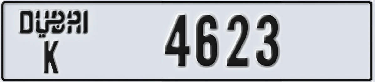 UAE License Plate Dubai K 4623