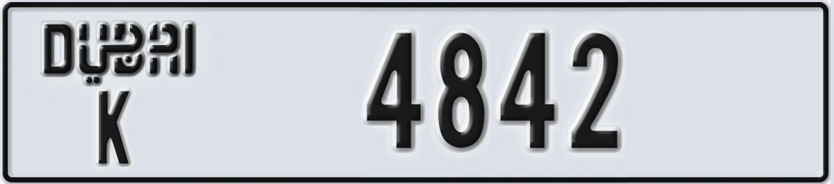 UAE License Plate Dubai K 4842