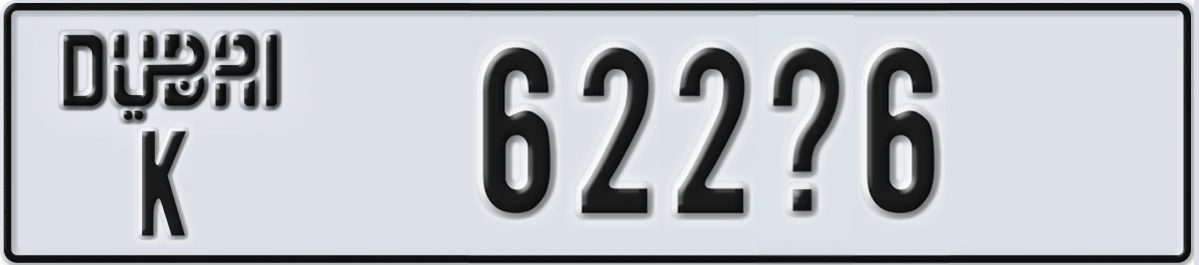 UAE License Plate Dubai K 622X6