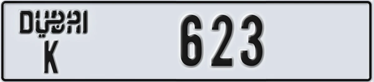 UAE License Plate Dubai K 623
