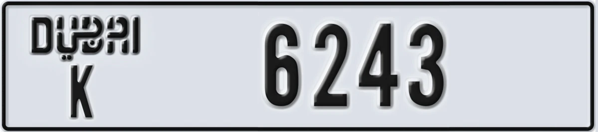 UAE License Plate Dubai K 6243