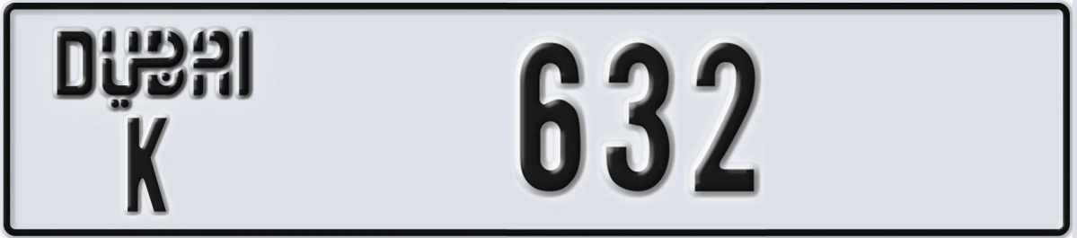 UAE License Plate Dubai K 632