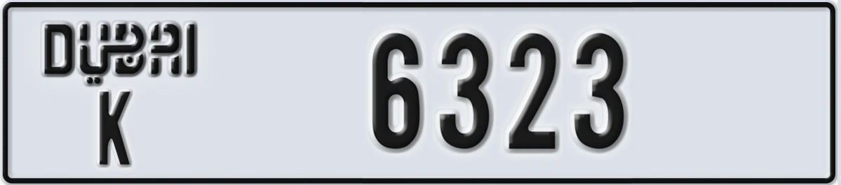 UAE License Plate Dubai K 6323