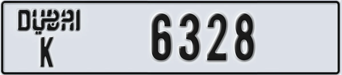 UAE License Plate Dubai K 6328
