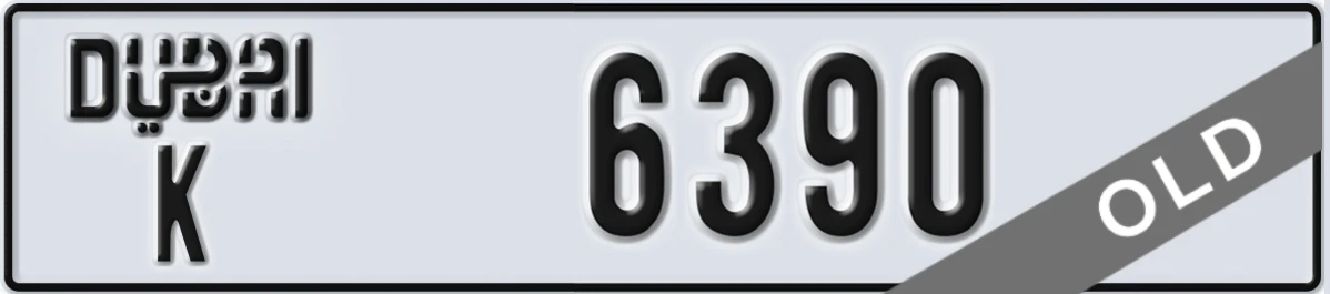 UAE License Plate Dubai K 6390