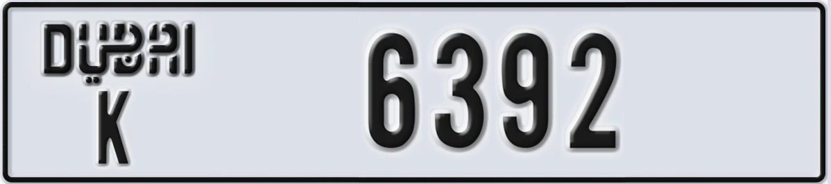 UAE License Plate Dubai K 6392