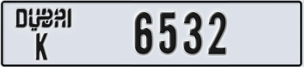 UAE License Plate Dubai K 6532