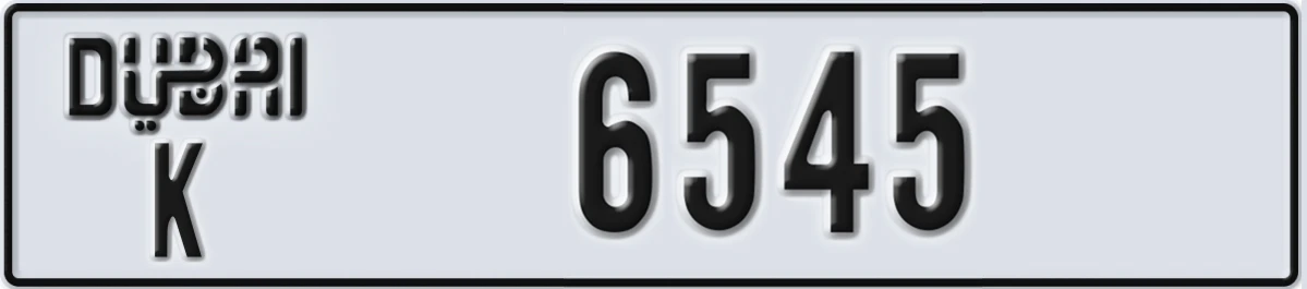 UAE License Plate Dubai K 6545