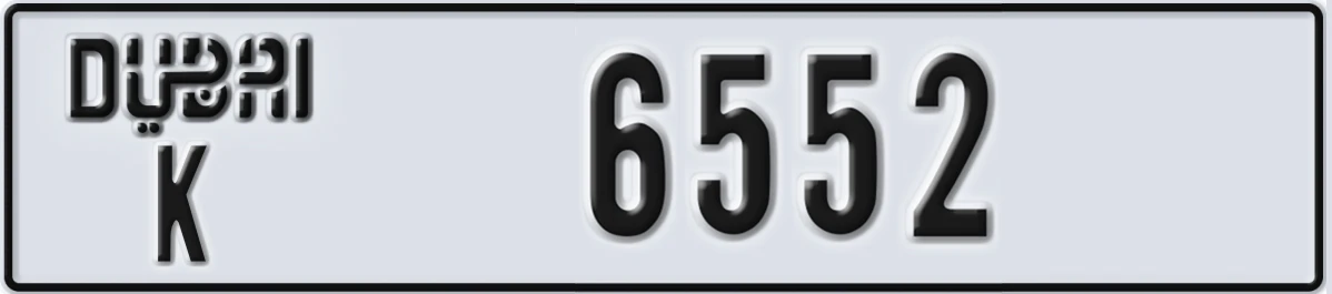 UAE License Plate Dubai K 6552