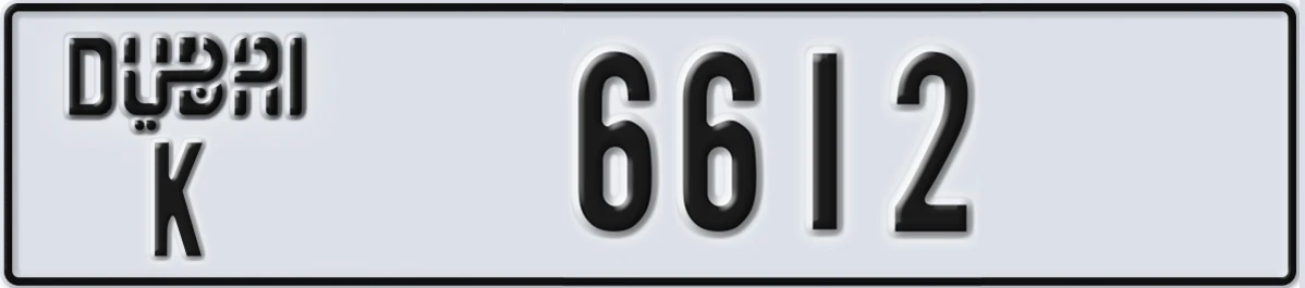 UAE License Plate Dubai K 6612