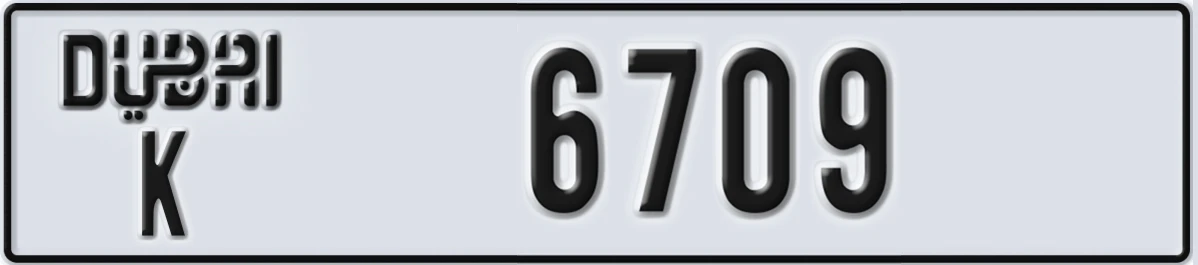 UAE License Plate Dubai K 6709