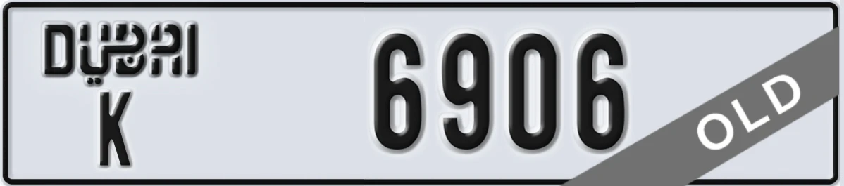 UAE License Plate Dubai K 6906