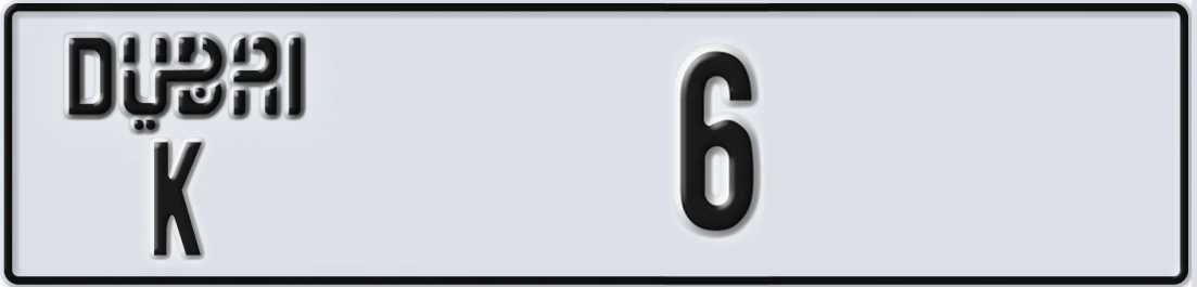 UAE License Plate Dubai K 6X