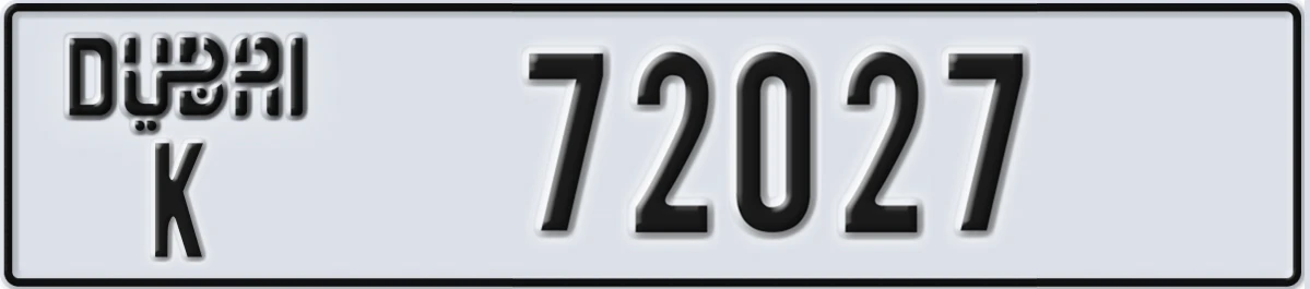 UAE License Plate Dubai K 72027