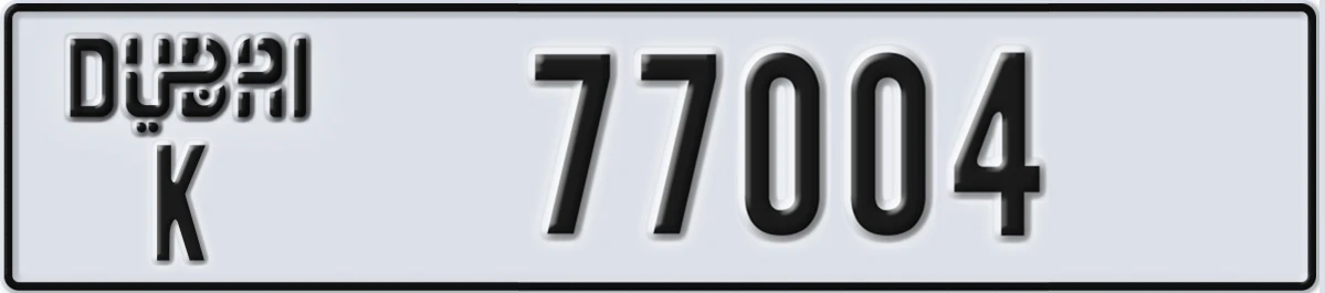 UAE License Plate Dubai K 77004