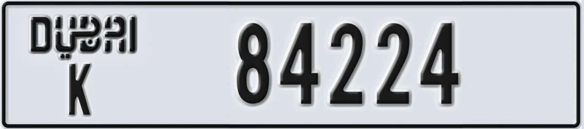 UAE License Plate Dubai K 84224