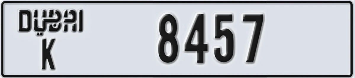 UAE License Plate Dubai K 8457
