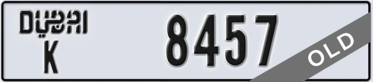 UAE License Plate Dubai K 8457