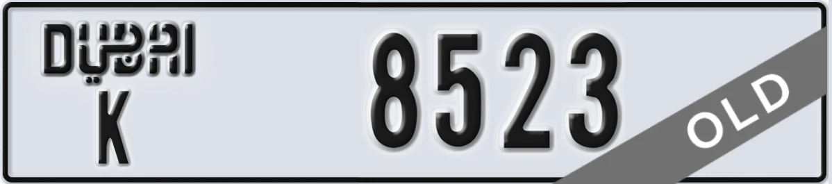 UAE License Plate Dubai K 8523