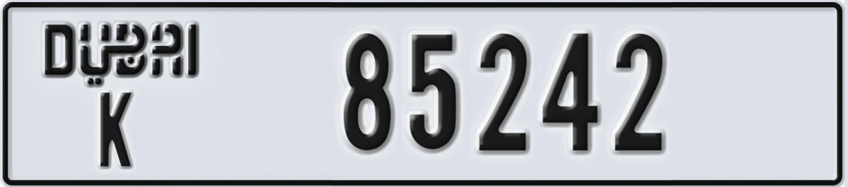 UAE License Plate Dubai K 85242