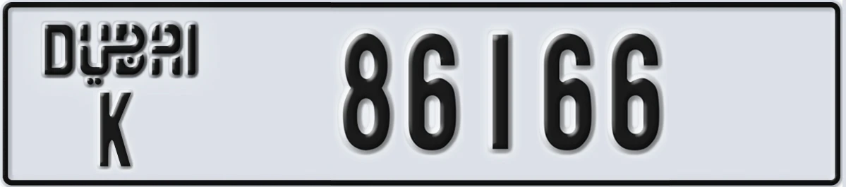 UAE License Plate Dubai K 86166
