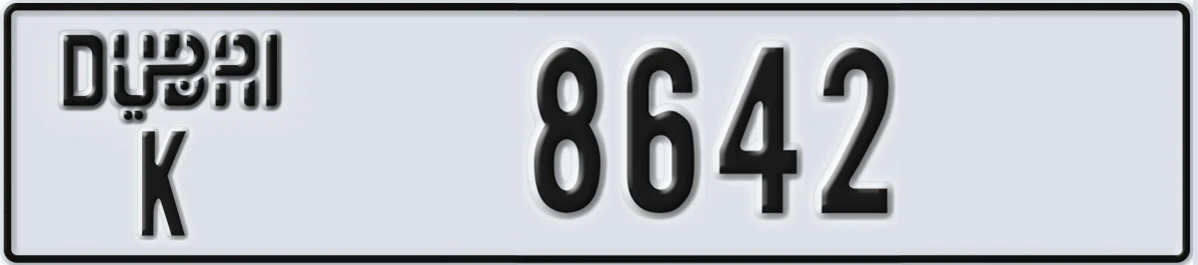 UAE License Plate Dubai K 8642