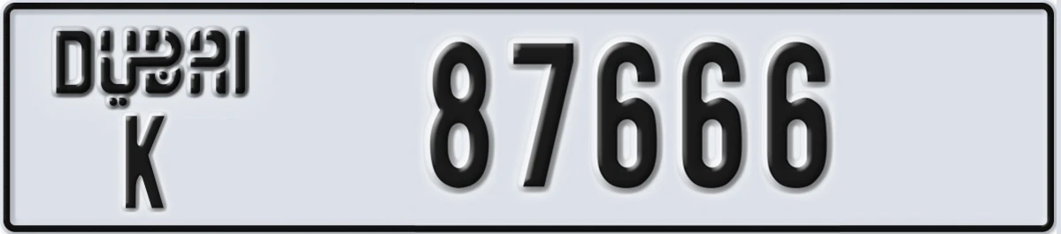 UAE License Plate Dubai K 87666