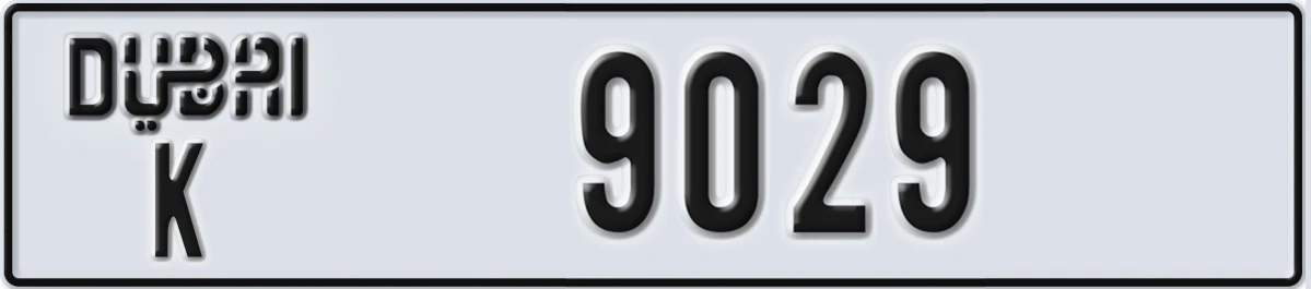 UAE License Plate Dubai K 9029