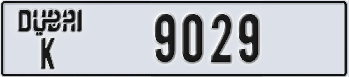 UAE License Plate Dubai K 9029