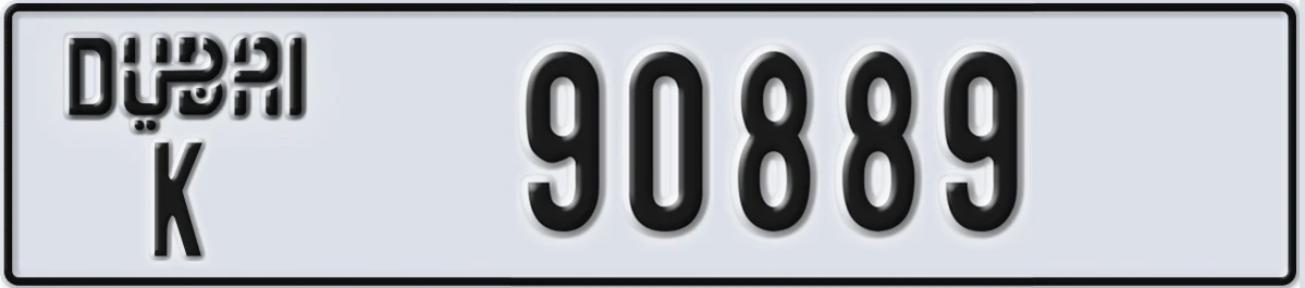 UAE License Plate Dubai K 90889