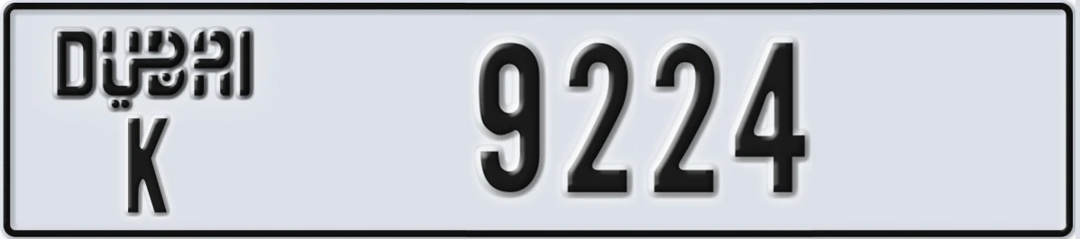 UAE License Plate Dubai K 9224
