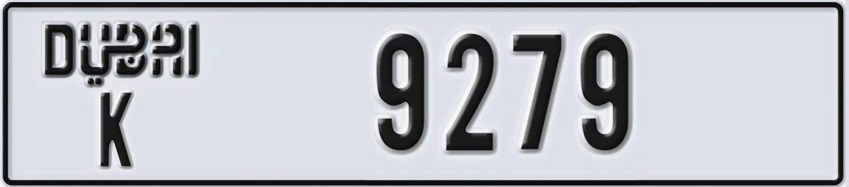 UAE License Plate Dubai K 9279