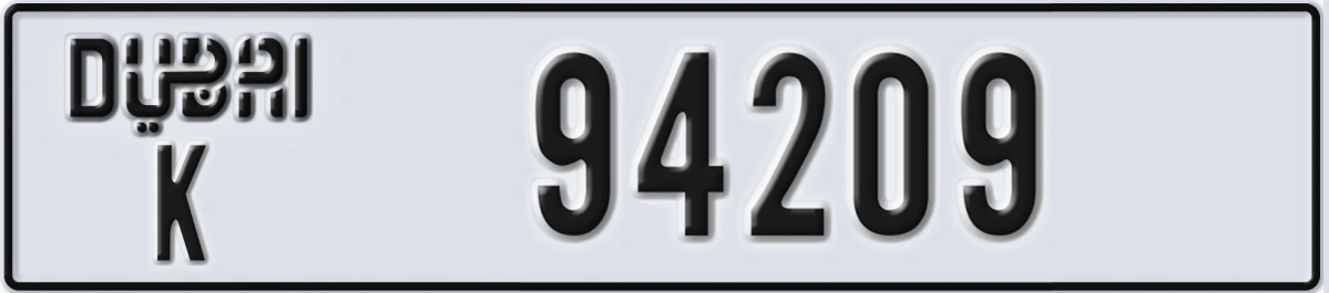 UAE License Plate Dubai K 94209